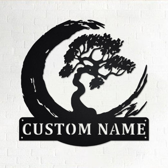 Custom Bonsai Tree Metal Wall Art, Personalized Bonsai Tree Name Sign Decoration For Room, Bonsai Tree Metal Home Decor, Custom Bonsai Tree - Thegiftio UK