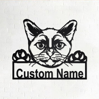Custom Burmese Cat Metal Wall Art, Personalized Burmese Cat Name Sign Decoration For Room, Burmese Cat Home Decor, Custom Burmese Cat - Thegiftio UK