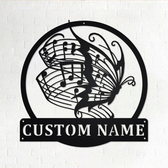 Custom Butterfly Music Metal Wall Art, Personalized Butterfly Music Name Sign Decoration For Room,Butterfly Music Home Decor,Butterfly Music - Thegiftio UK