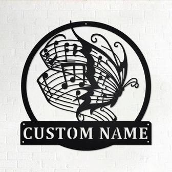 Custom Butterfly Music Metal Wall Art, Personalized Butterfly Music Name Sign Decoration For Room,Butterfly Music Home Decor,Butterfly Music - Thegiftio