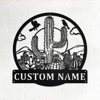 Custom Cactus Desert Metal Wall Art, Personalized Cactus Name Sign Decoration For Room, Cactus Metal Home Decor, Custom Cactus,Cactus Desert - Thegiftio UK
