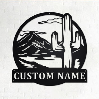 Custom Cactus Moutain Metal Wall Art, Personalized Cactus Name Sign Decoration For Room, Cactus Home Decor, Custom Cactus Moutain, Cactus - Thegiftio UK