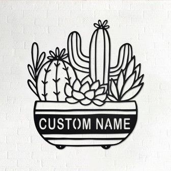 Custom Cactus Succulent Metal Wall Art, Personalized Cactus Name Sign Decoration For Room, Cactus Home Decor, Custom Cactus Moutain, Cactus - Thegiftio UK