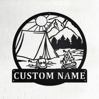 Custom Camping Tent Metal Wall Art, Personalized Camping Family Name Sign Decoration For Room, Camping Home Decor, Custom Camping Tent - Thegiftio UK