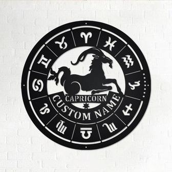 Custom Capricorn Zodiac Metal Wall Art, Personalized Capricorn Name Sign Decoration For Room, Horoscope Home Decor, Custom Capricorn Zodiac - Thegiftio UK