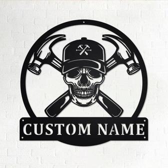 Custom Carpenter Skull Metal Wall Art, Personalized Carpenter Name Sign Decoration For Room, Carpenter Metal Home Decor, Custom Carpenter - Thegiftio UK