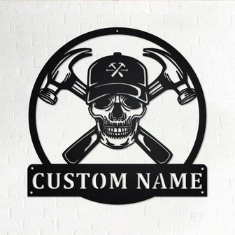 Custom Carpenter Skull Metal Wall Art, Personalized Carpenter Name Sign Decoration For Room, Carpenter Metal Home Decor, Custom Carpenter - Thegiftio
