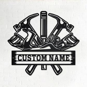Custom Carpenter Tools Metal Wall Art, Personalized Carpenter Name Sign Decoration For Room, Carpenter Home Decor, Custom Carpenter - Thegiftio UK
