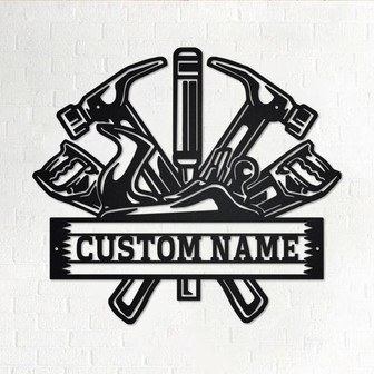 Custom Carpenter Tools Metal Wall Art, Personalized Carpenter Name Sign Decoration For Room, Carpenter Home Decor, Custom Carpenter - Thegiftio