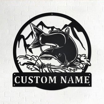 Custom Catfish Fishing Metal Wall Art, Personalized Catfish Name Sign Decoration For Room, Catfish Home Decor, Custom Catfish,Fisherman Gift - Thegiftio UK
