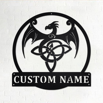 Custom Celtic Dragon Metal Wall Art, Personalized Celtic Dragon Name Sign Decoration For Room, Celtic Dragon Home Decor,Custom Celtic Dragon - Thegiftio UK
