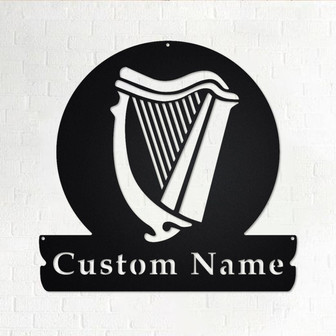 Custom Celtic Harp Metal Wall Art, Personalized Celtic Harp Name Sign Decoration For Room, Celtic Harp Home Decor, Custom Celtic Harp - Thegiftio UK