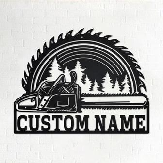 Custom Chainsaw Wood Metal Wall Art, Personalized Woodworker Name Sign Decoration For Room, Woodworker Home Decor, Custom Woodworker - Thegiftio UK