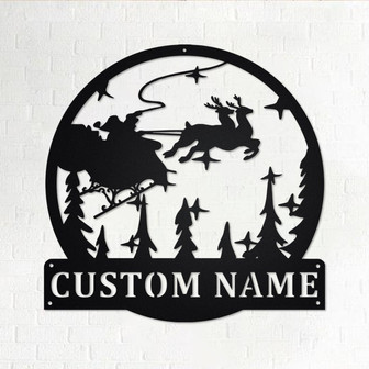 Custom Christmas Scene Metal Wall Art, Personalized Christmas Scene Name Sign Decoration For Room,Christmas Scene Home Decor, Christmas Gift - Thegiftio UK