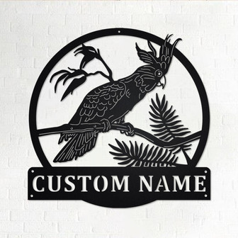 Custom Cockatoo Sulfur Bird Metal Wall Art, Personalized Cockatoo Sulfur Bird Name Sign Decoration For Room, Cockatoo Sulfur Bird Home Decor - Thegiftio