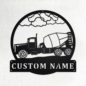 Custom Concrete Truck Metal Wall Art, Personalized Truck Driver Name Sign Decoration For Room, Concrete Truck Home Decor, Custom Truck - Thegiftio UK