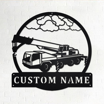 Custom Crain Truck Metal Wall Art, Personalized Truck Driver Name Sign Decoration For Room, Crain Truck Home Decor, Custom Truck - Thegiftio UK