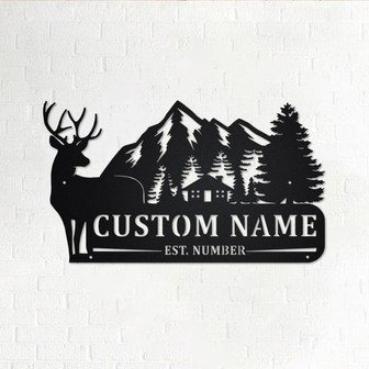 Custom Deer Family Metal Wall Art, Personalized Deer Family Name With Established Date Sign Decoration For Room, Deer Family Home Decor - Thegiftio