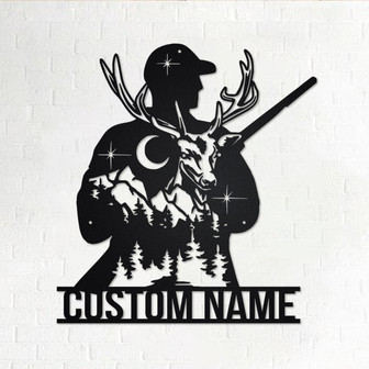 Custom Deer Hunter Metal Wall Art, Personalized Deer Hunter Name Sign Decoration For Room, Deer Hunter Home Decor, Custom Deer Hunter - Thegiftio