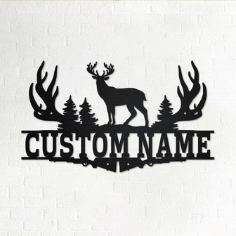 Custom Deer Hunting Frame Metal Wall Art, Personalized Deer Hunter Name Sign Decoration For Room,Deer Hunting Metal Home Decor,Custom Hunter - Thegiftio