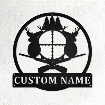 Custom Deer Hunting Metal Wall Art, Personalized Deer Hunter Name Sign Decoration For Room, Deer Hunting Home Decor, Custom Deer Hunter - Thegiftio