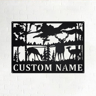 Custom Deer Wildlife Metal Wall Art, Personalized Deer Hunter Name Sign Decoration For Room, Deer Hunting Home Decor, Custom Deer Wildlife - Thegiftio