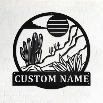 Custom Desert Cactus Metal Wall Art, Personalized Cactus Name Sign Decoration For Room, Cactus Home Decor, Custom Cactus, Desert Cactus - Thegiftio UK
