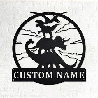 Custom Dinosaur Totem Metal Wall Art, Personalized Dinosaur Name Sign Decoration For Room, Dinosaur Home Decor, Custom Dinosaur, Dinosaur - Thegiftio UK