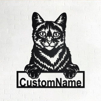 Custom Domestic Cat Metal Wall Art, Personalized Domestic Cat Name Sign Decoration For Room, Domestic Cat Home Decor, Custom Domestic Cat - Thegiftio UK