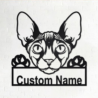 Custom Donskoy Cat Metal Wall Art, Personalized Donskoy Cat Name Sign Decoration For Room, Donskoy Cat Home Decor, Custom Donskoy Cat - Thegiftio UK