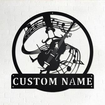 Custom Double Bass Metal Wall Art, Personalized Double Bass Teacher Name Sign Decoration For Room, Double Bass Home Decor,Custom Double Bass - Thegiftio UK