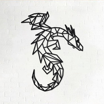 Custom Dragon Geometric Metal Wall Art, Personalized Dragon Name Sign Decoration For Room, Dragon Home Decor, Custom Dragon - Thegiftio UK