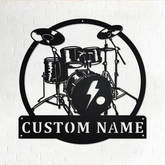 Custom Drummer Musical instrument Metal Wall Art, Personalized Drummer Name Sign Decoration For Room, Drummer Home Decor, Custom Drummer - Thegiftio