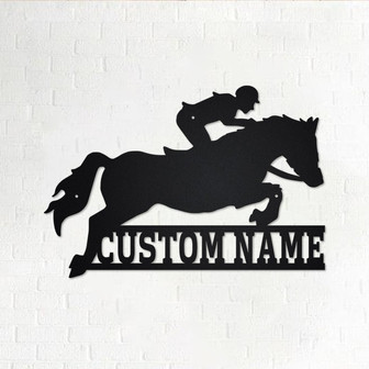 Custom Equestrian Show Jumping Metal Wall Art, Personalized Horse Jumping Name Sign Decoration For Room,Horse Jumping Home Decor,Horse Lover - Thegiftio UK
