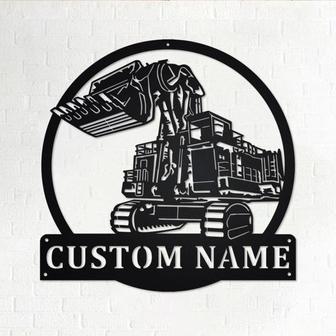 Custom Excavator Construction Metal Wall Art, Personalized Excavator Name Sign Decoration For Room, Excavator Home Decor, Custom Excavator - Thegiftio UK