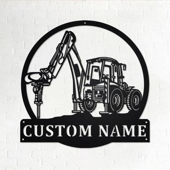 Custom Excavator Jack Hammer Metal Wall Art, Personalized Excavator Jack Hammer Name Sign Decoration For Room, Excavator Home Decor - Thegiftio UK