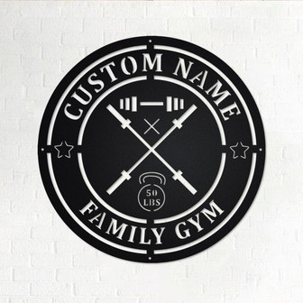Custom Family Gym Metal Wall Art, Personalized Gymer Name Sign Decoration For Room, Gym Metal Home Decor, Custom Family Gym, Gymer Gift - Thegiftio UK
