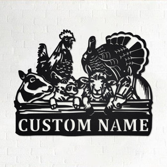 Custom Farm Animals Metal Wall Art, Personalized Farm Animals Name Sign Decoration For Room, Farm Animals Home Decor , Custom Farm Animals - Thegiftio UK