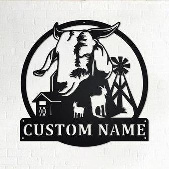 Custom Farm Goat Metal Wall Art, Personalized Farm Goat Name Sign Decoration For Room, Farm Goat Metal Home Decor, Custom Farm Goat - Thegiftio UK