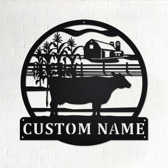 Custom Farm Meat Cow Metal Wall Art, Personalized Farmer Name Sign Decoration For Room, Farmer Home Decor, Custom Farm Meat Cow, Farmer Gift - Thegiftio UK
