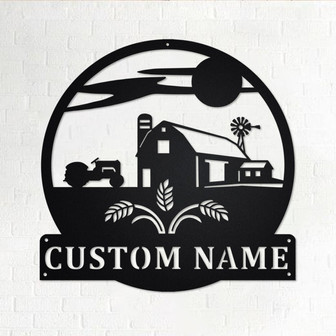 Custom Farm Scene Metal Wall Art, Personalized Farmer Name Sign Decoration For Room, Farmer Home Decor, Custom Farm Scene, Farmer Gift - Thegiftio UK