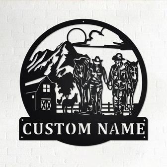 Custom Farmer Couple Metal Wall Art, Personalized Farmer Name Sign Decoration For Room, Farmer Metal Home Decor, Custom Farmer Couple - Thegiftio UK