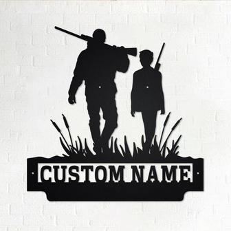 Custom Father and Son Hunting Metal Wall Art, Personalized Hunter Name Sign Decoration For Room, Hunting Home Decor, Custom Hunter - Thegiftio UK
