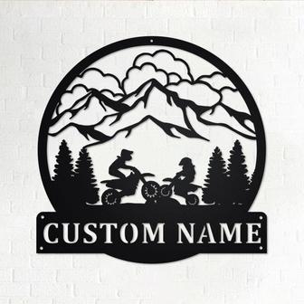 Custom Father And Son Motorcycle Metal Wall Art, Personalized Motorcycle Name Sign Decoration For Room, Motorcycle Metal Home Decor - Thegiftio UK