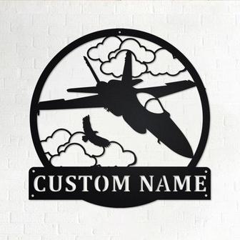 Custom Fighter Jet Metal Wall Art, Personalized Fighter Jet Pilot Name Sign Decoration For Room, Fighter Jet Home Decor, Custom Fighter Jet - Thegiftio UK