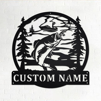Custom Fisherman Fish Boat Metal Wall Art, Personalized Fisherman Name Sign Decoration For Room, Fish Boat Metal Home Decor, Custom Fishing - Thegiftio
