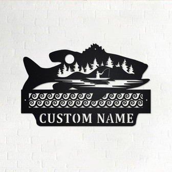 Custom Fishing Outdoor Metal Wall Art, Personalized Fisherman Name Sign Decoration For Room, Fishing Metal Home Decor, Custom Fishing - Thegiftio UK