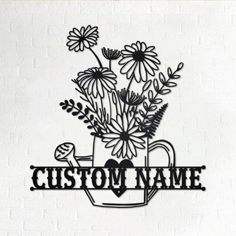 Custom Floral Frame Metal Wall Art, Personalized Floral Frame Name Sign Decoration For Room, Floral Frame Metal Home Decor, Floral Frame - Thegiftio UK
