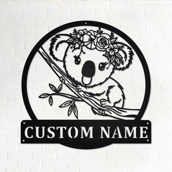 Custom Floral Koala Metal Wall Art, Personalized Koala Name Sign Decoration For Room, Koala Metal Home Decor, Custom Floral Koala, Koala - Thegiftio UK