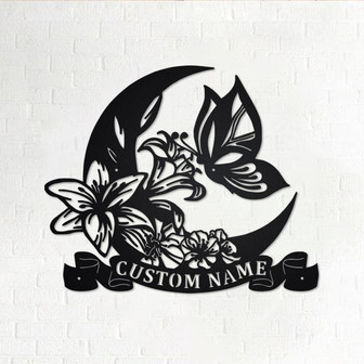 Custom Flowers And Butterflies Metal Wall Art,Personalized Butterfly Name Sign Decoration For Room, Butterfly Home Decor, Custom Butterfly - Thegiftio UK